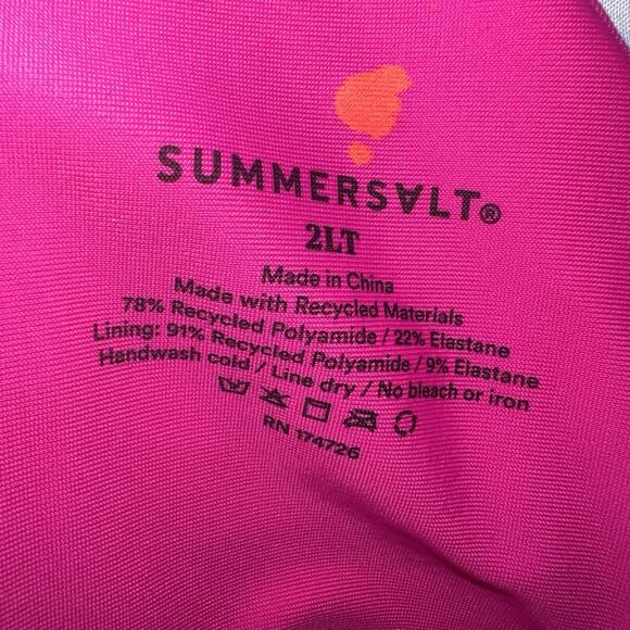 Summersalt Swimsuit Size 2LT Tall Pink Red White Sidestroke One Shoulder Piece - Picture 9 of 15